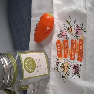 Kitchen Dish Towel Mason Mug Shaker Lid Vegetable Scrub Brush Set Carrot